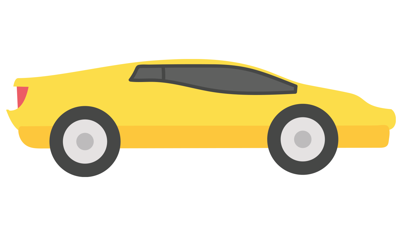 En illustration av en gul sportbil