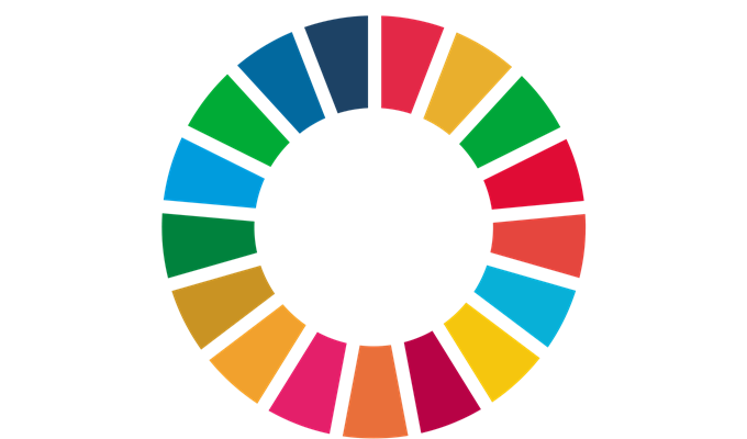Flera olika färger som bildar en cirkel, FN:S globala mål